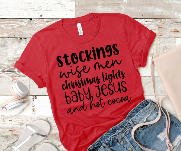 Christmas Stockings and Baby Jesus Screen Print Transfer