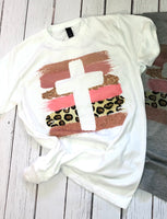 Blush and Leopard Cross - Christian Sublimation Print